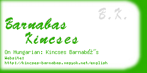 barnabas kincses business card